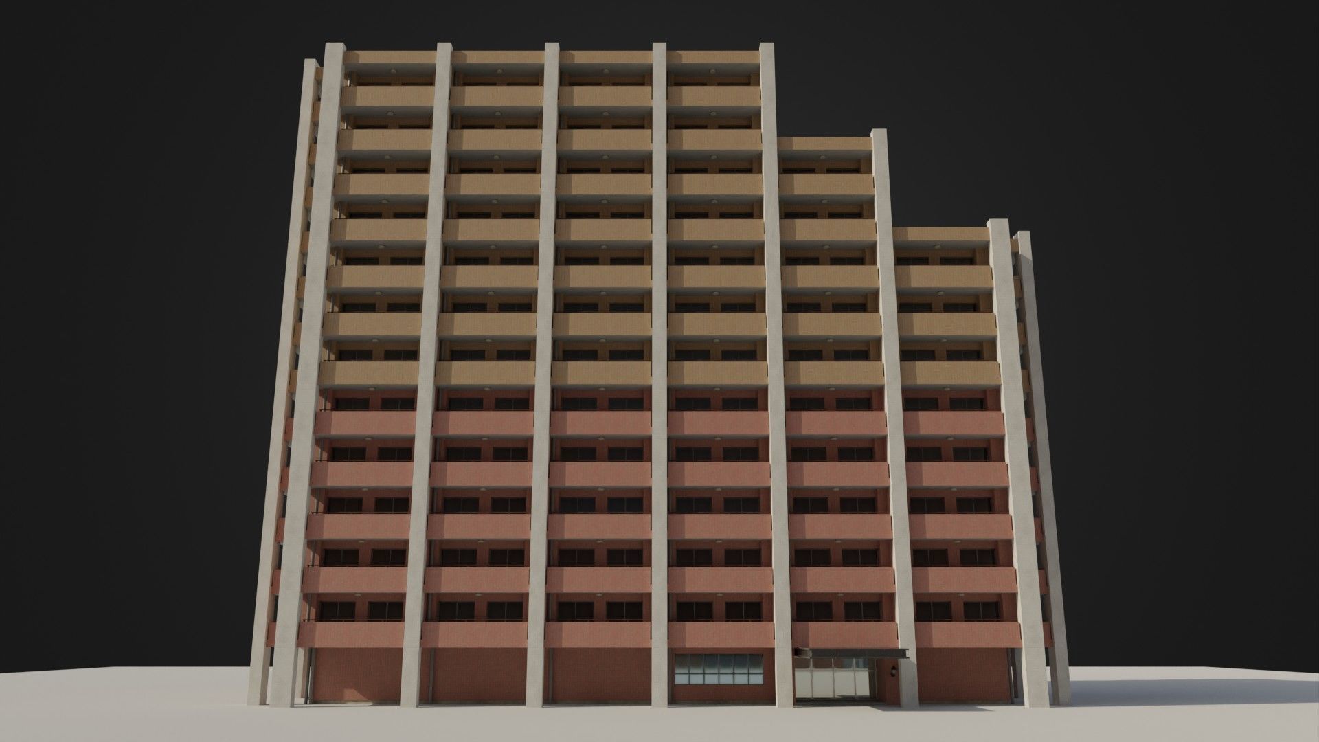 Apartment Building 03 Low-poly 3D model_6