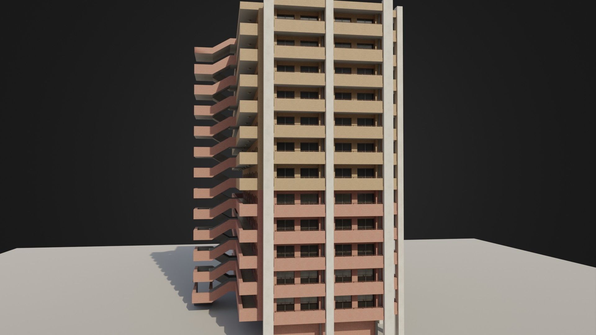 Apartment Building 03 Low-poly 3D model_16