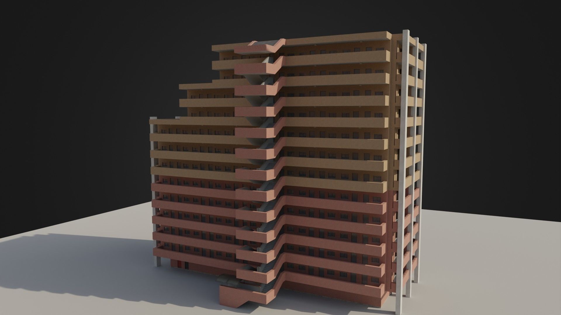 Apartment Building 03 Low-poly 3D model_22