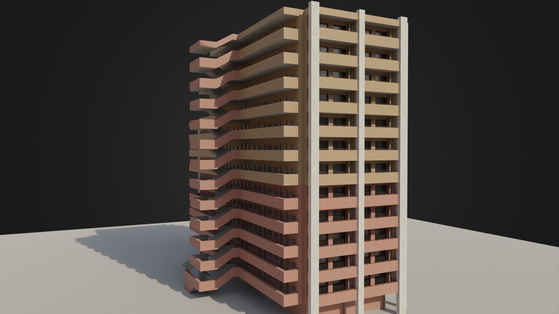 Apartment Building 03 Low-poly 3D model_18