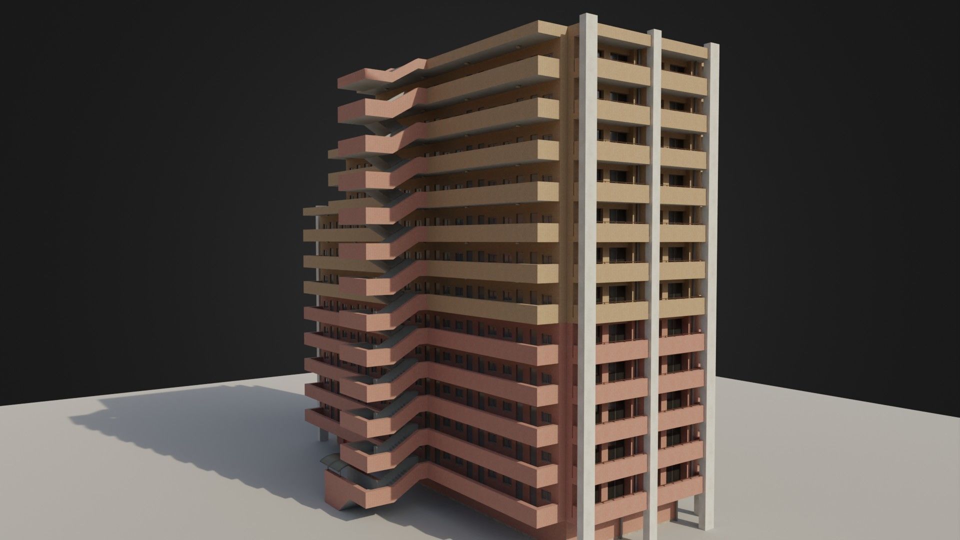 Apartment Building 03 Low-poly 3D model_19