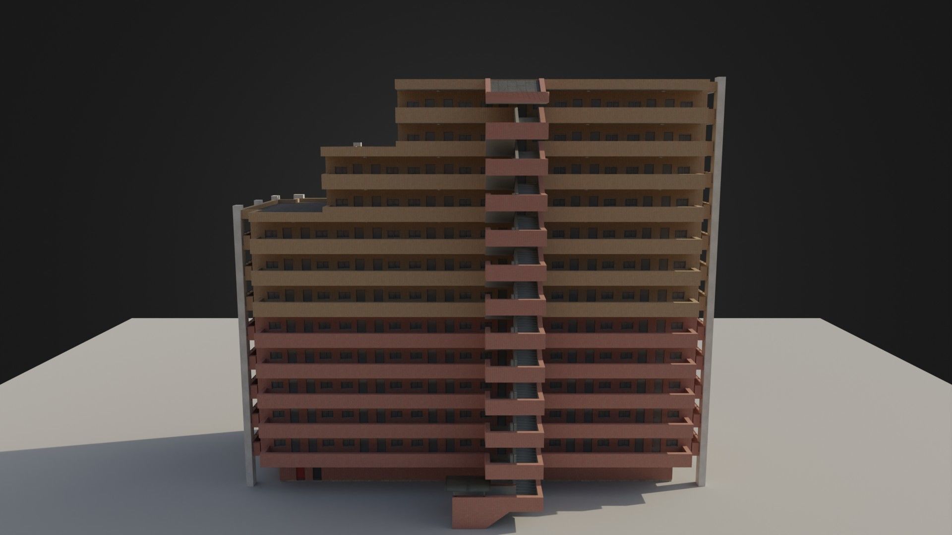 Apartment Building 03 Low-poly 3D model_25