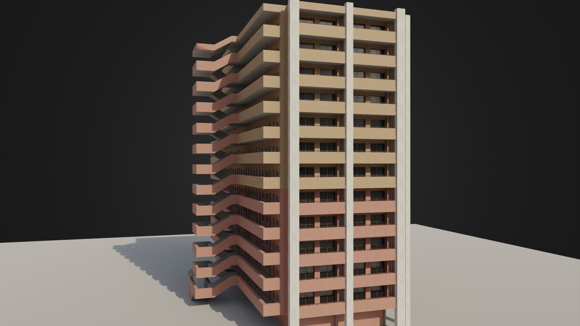 Apartment Building 03 Low-poly 3D model_17
