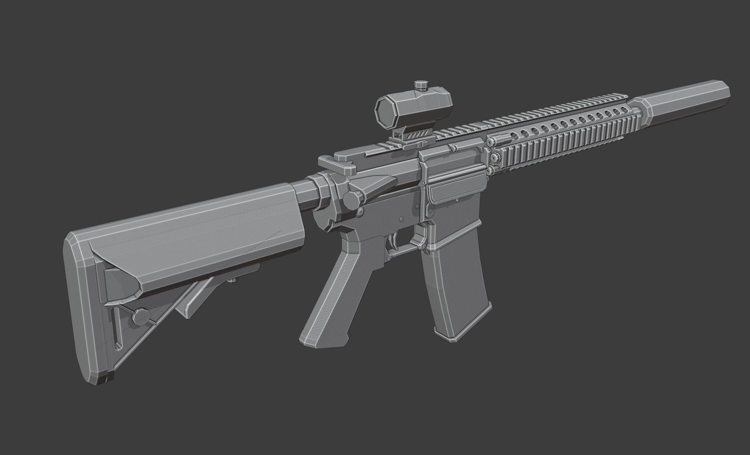 M4A1 Tactical Low Poly Low-poly 3D model_4