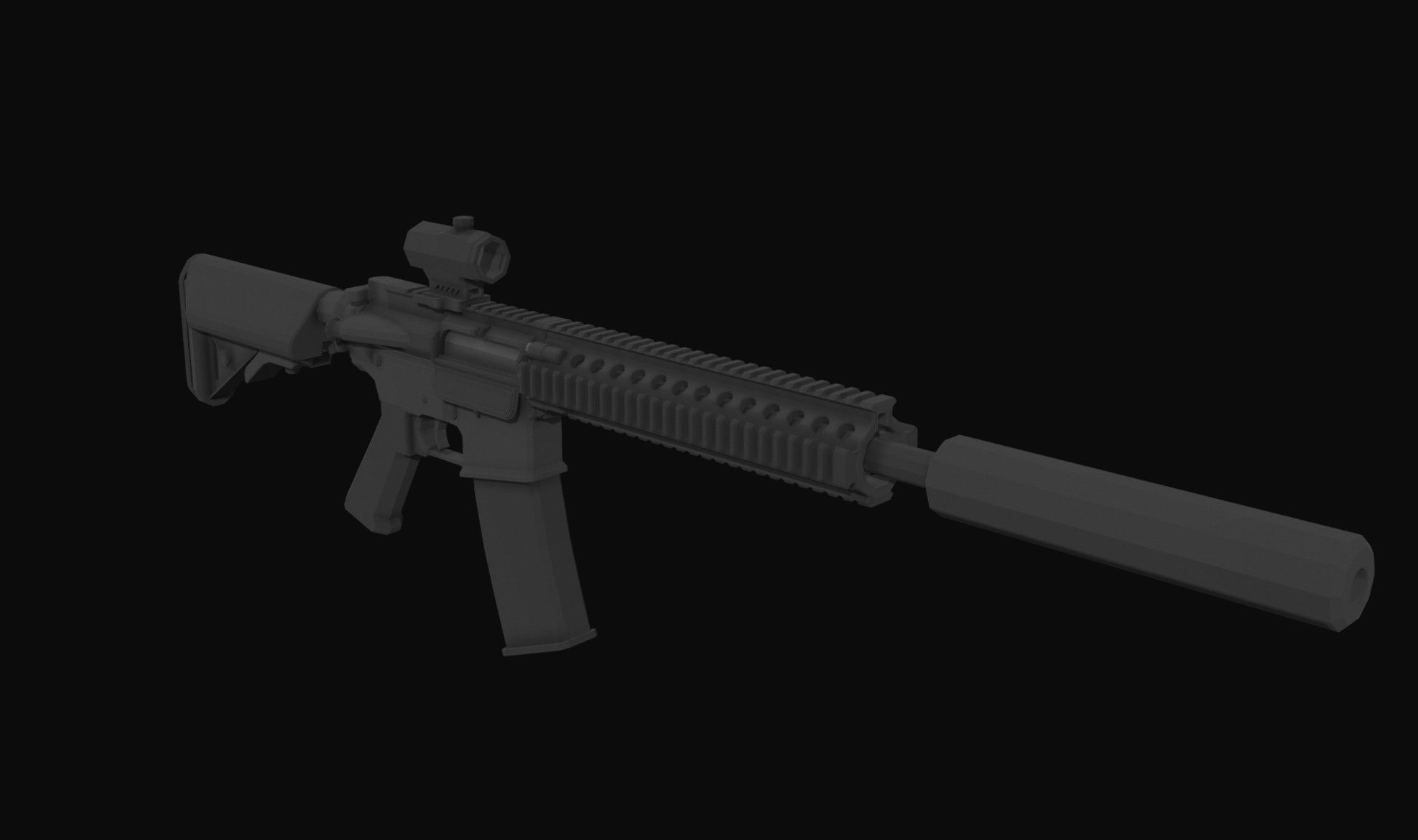 M4A1 Tactical Low Poly Low-poly 3D model_3