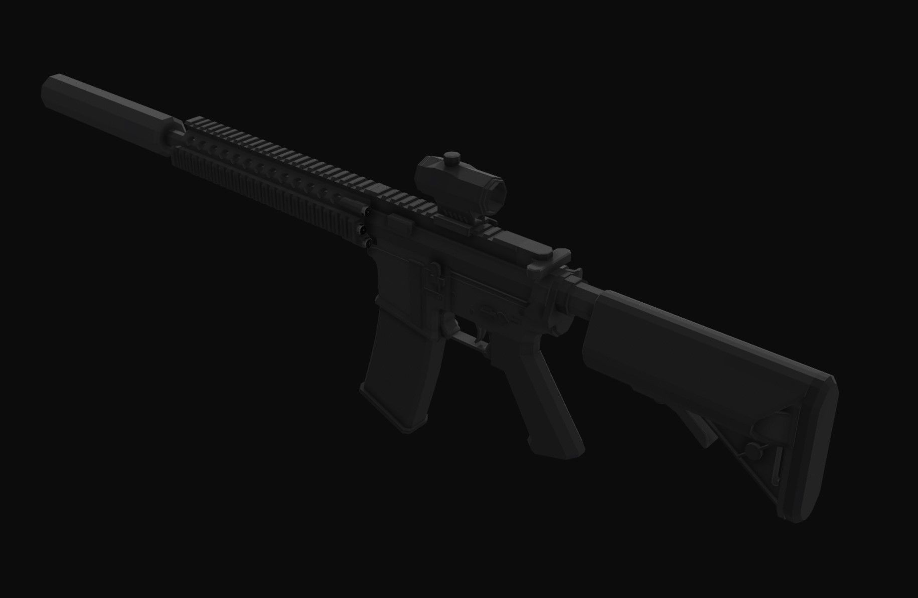 M4A1 Tactical Low Poly Low-poly 3D model_1