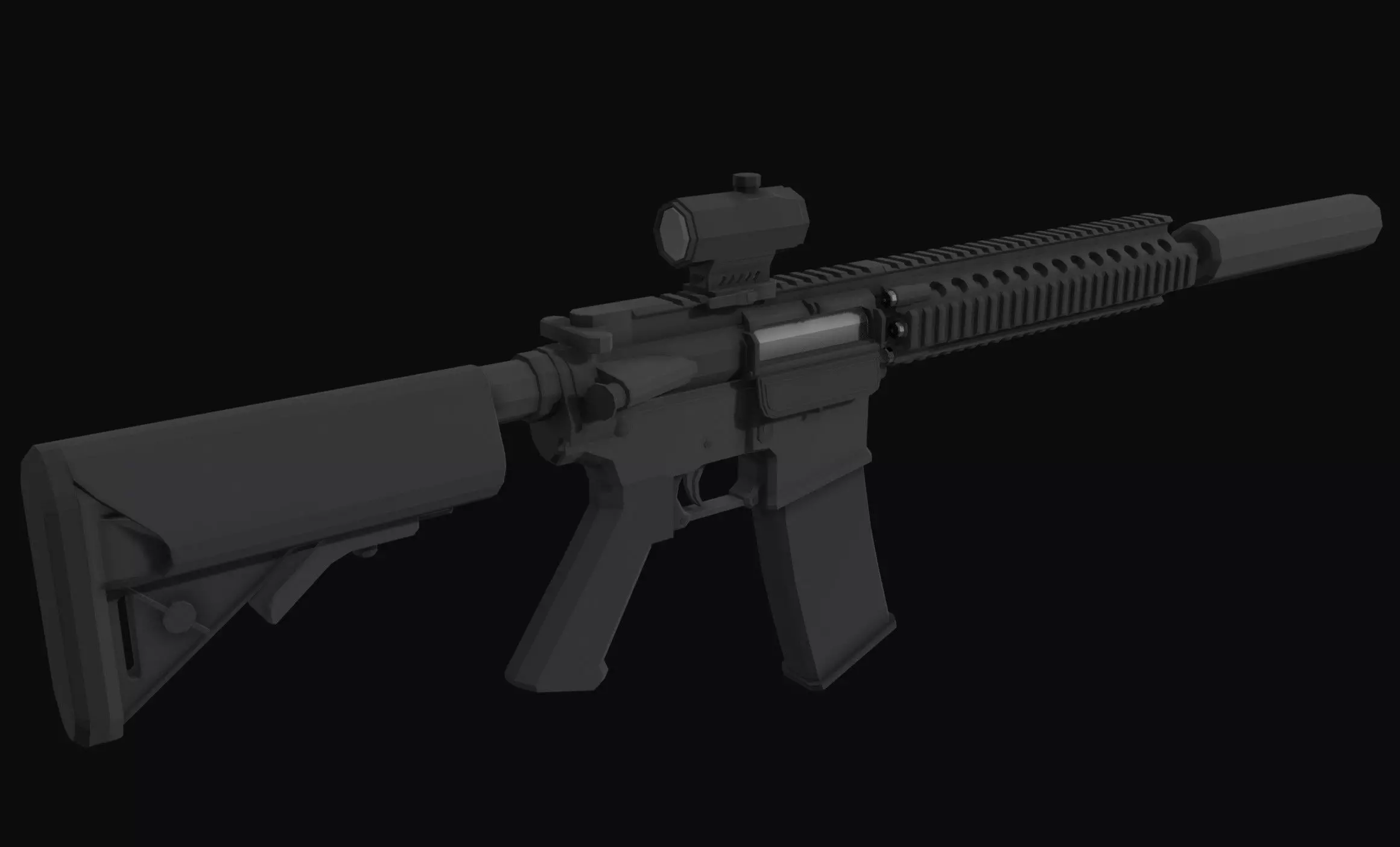 M4A1 Tactical Low Poly Low-poly 3D model_0