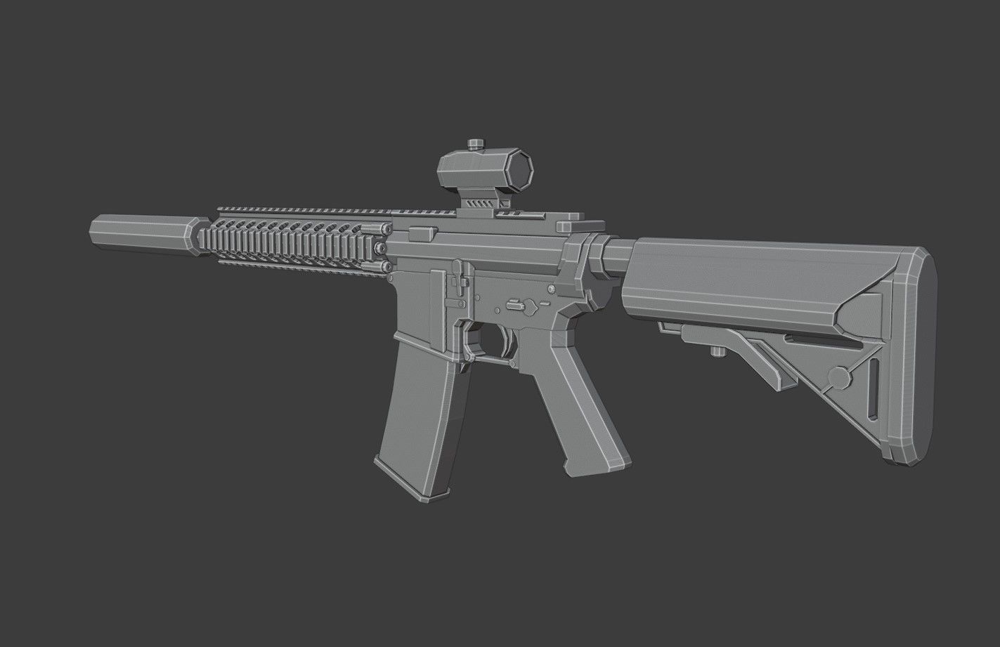 M4A1 Tactical Low Poly Low-poly 3D model_5