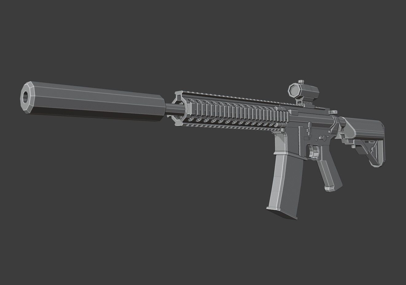 M4A1 Tactical Low Poly Low-poly 3D model_6