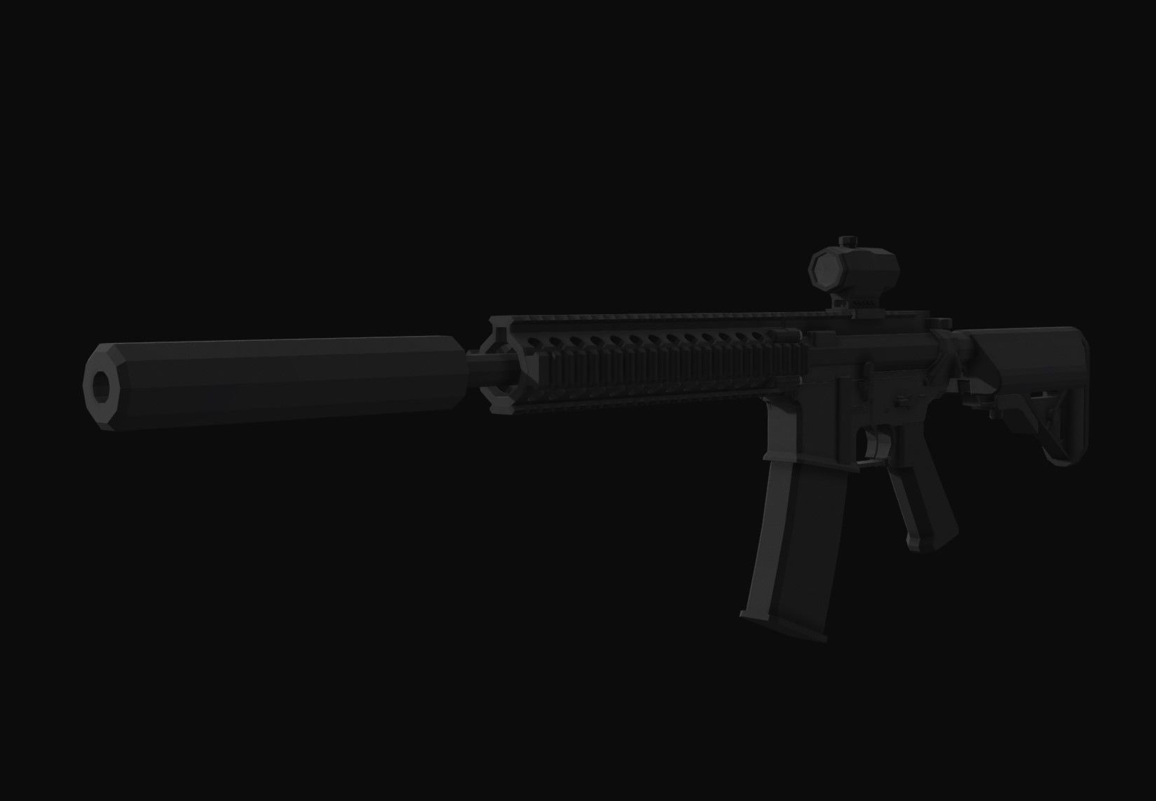 M4A1 Tactical Low Poly Low-poly 3D model_2