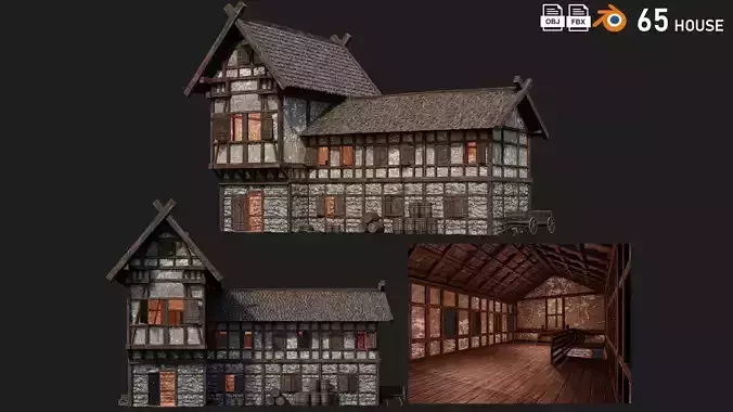 Old Medieval Building House 4K Textures GameReady 65