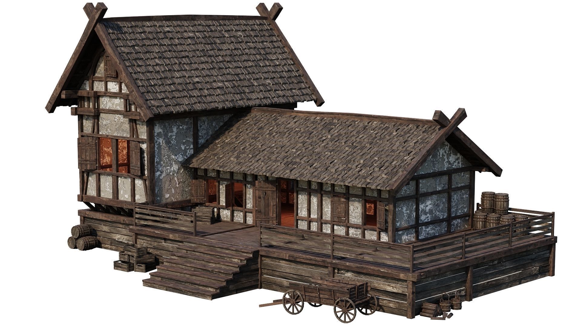 Old Medieval Building House 4K Textures GameReady 66 Low-poly 3D model_11