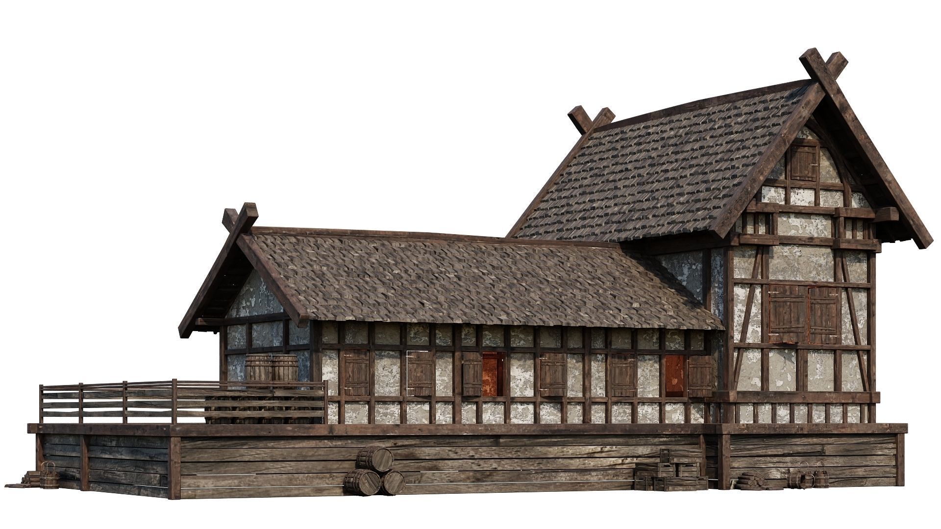 Old Medieval Building House 4K Textures GameReady 66 Low-poly 3D model_7