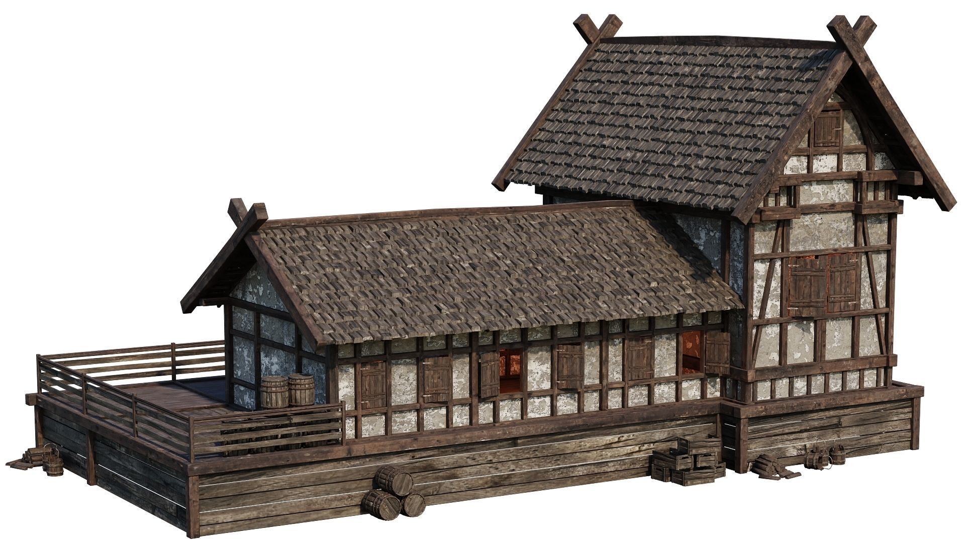Old Medieval Building House 4K Textures GameReady 66 Low-poly 3D model_4