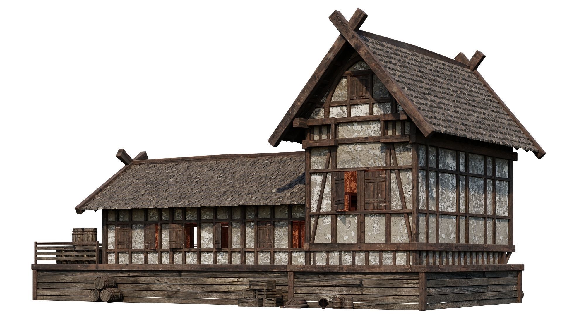 Old Medieval Building House 4K Textures GameReady 66 Low-poly 3D model_8