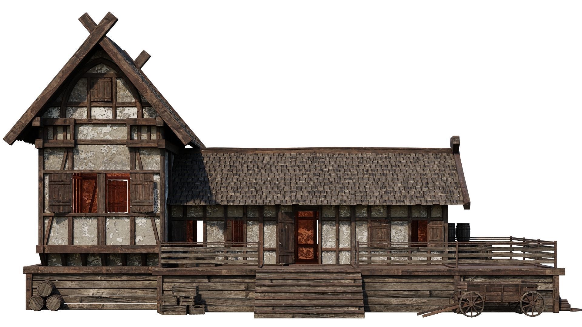 Old Medieval Building House 4K Textures GameReady 66 Low-poly 3D model_2