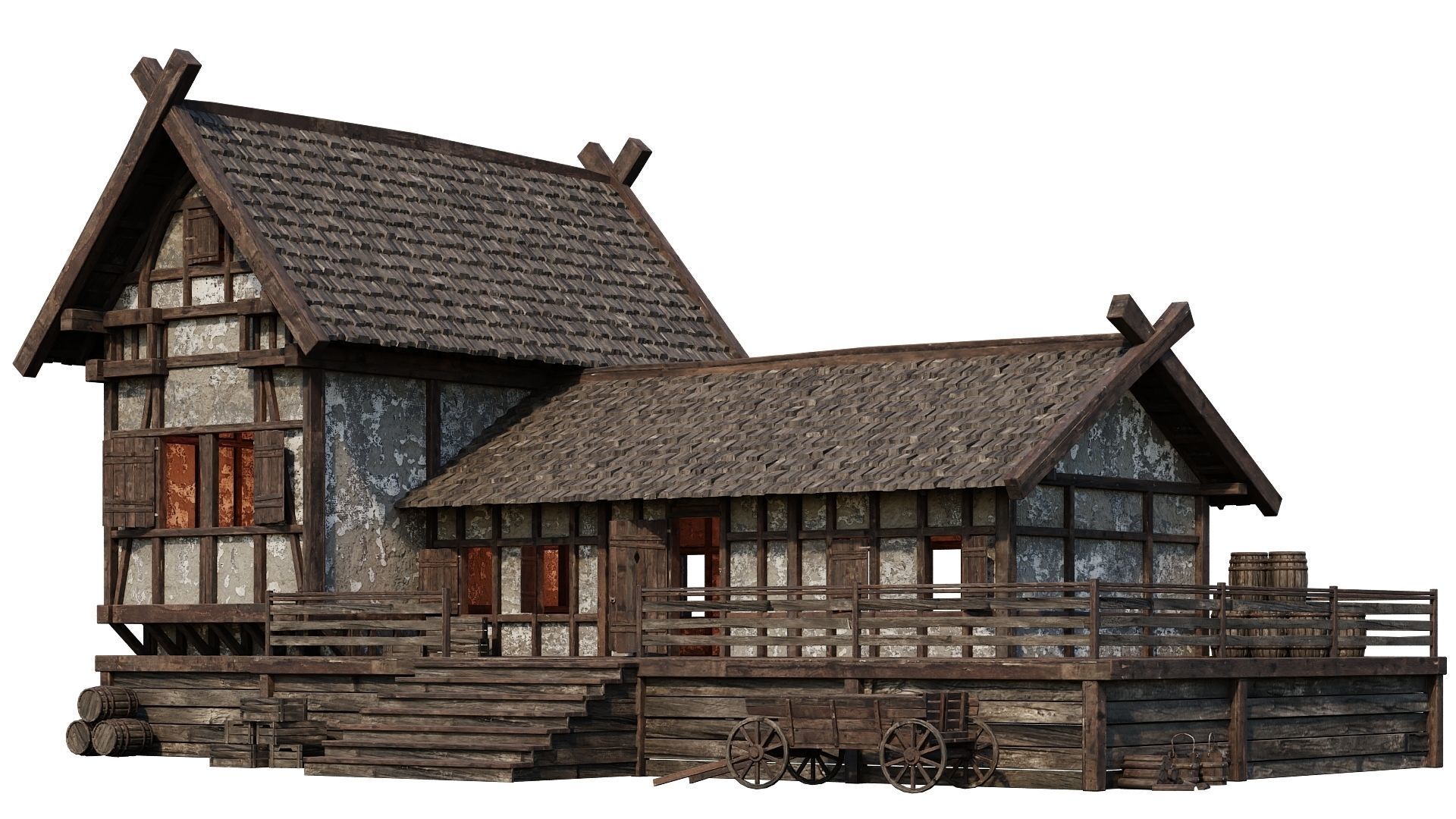 Old Medieval Building House 4K Textures GameReady 66 Low-poly 3D model_1