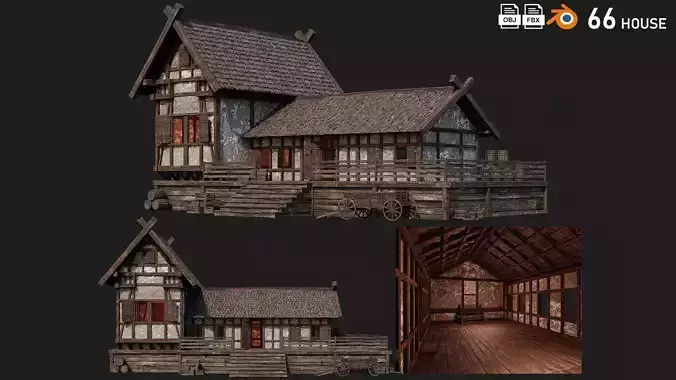 Old Medieval Building House 4K Textures GameReady 66