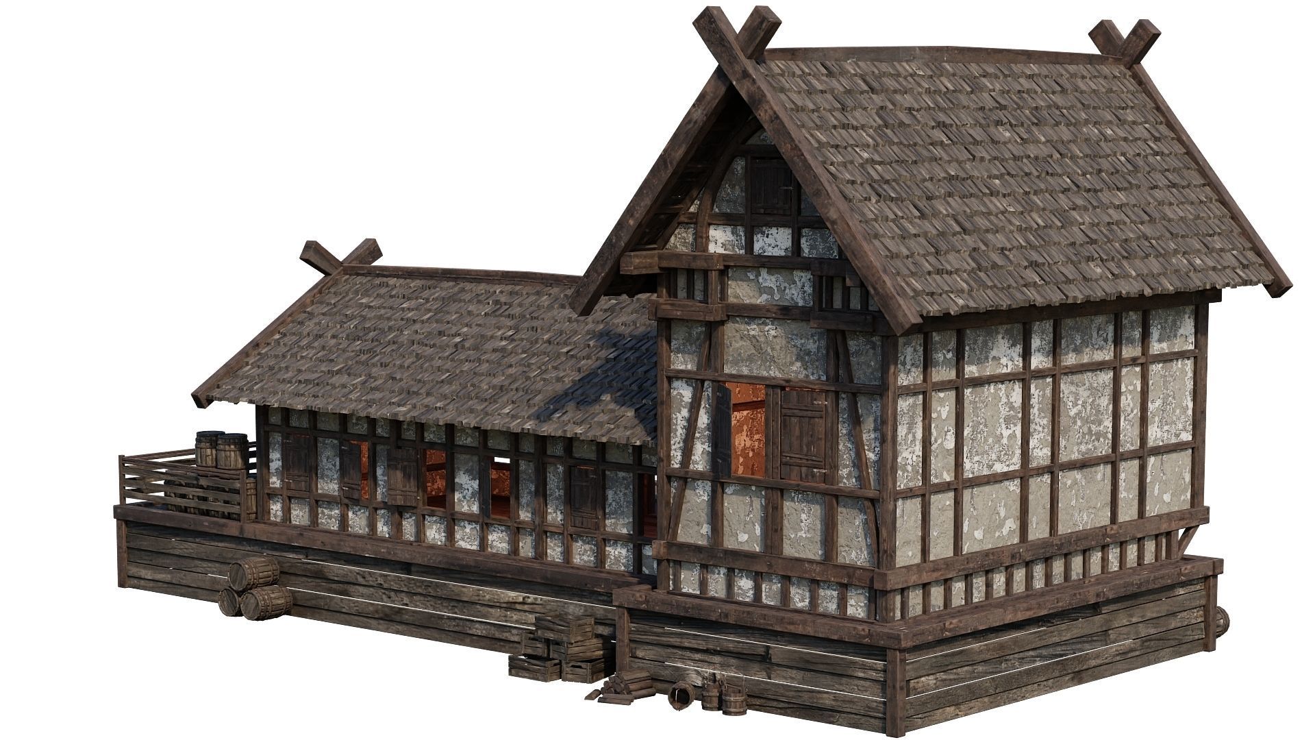 Old Medieval Building House 4K Textures GameReady 66 Low-poly 3D model_12