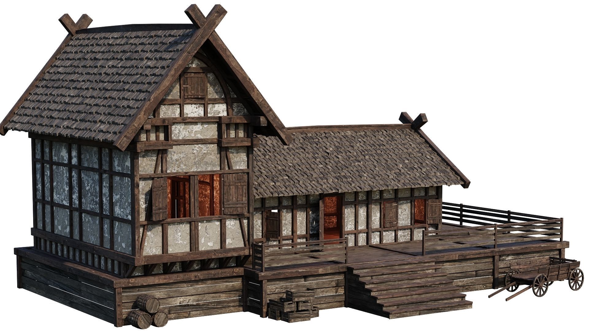 Old Medieval Building House 4K Textures GameReady 66 Low-poly 3D model_3