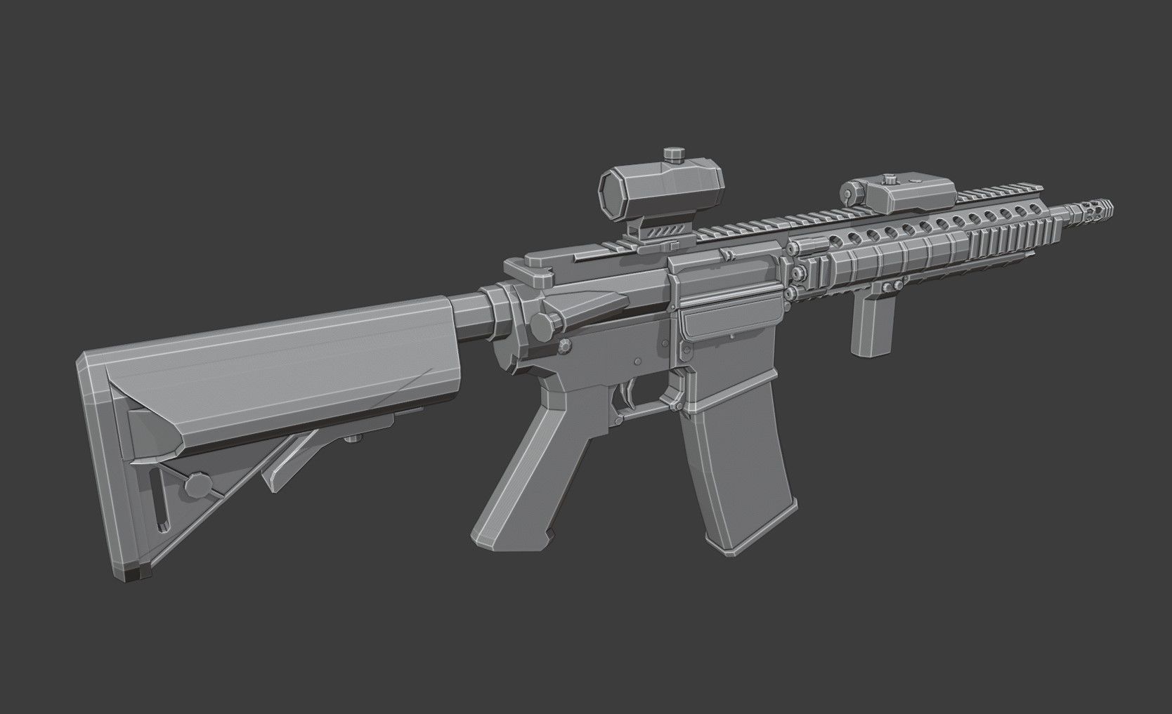 M4A1 Tactical Low Poly Low-poly 3D model_4