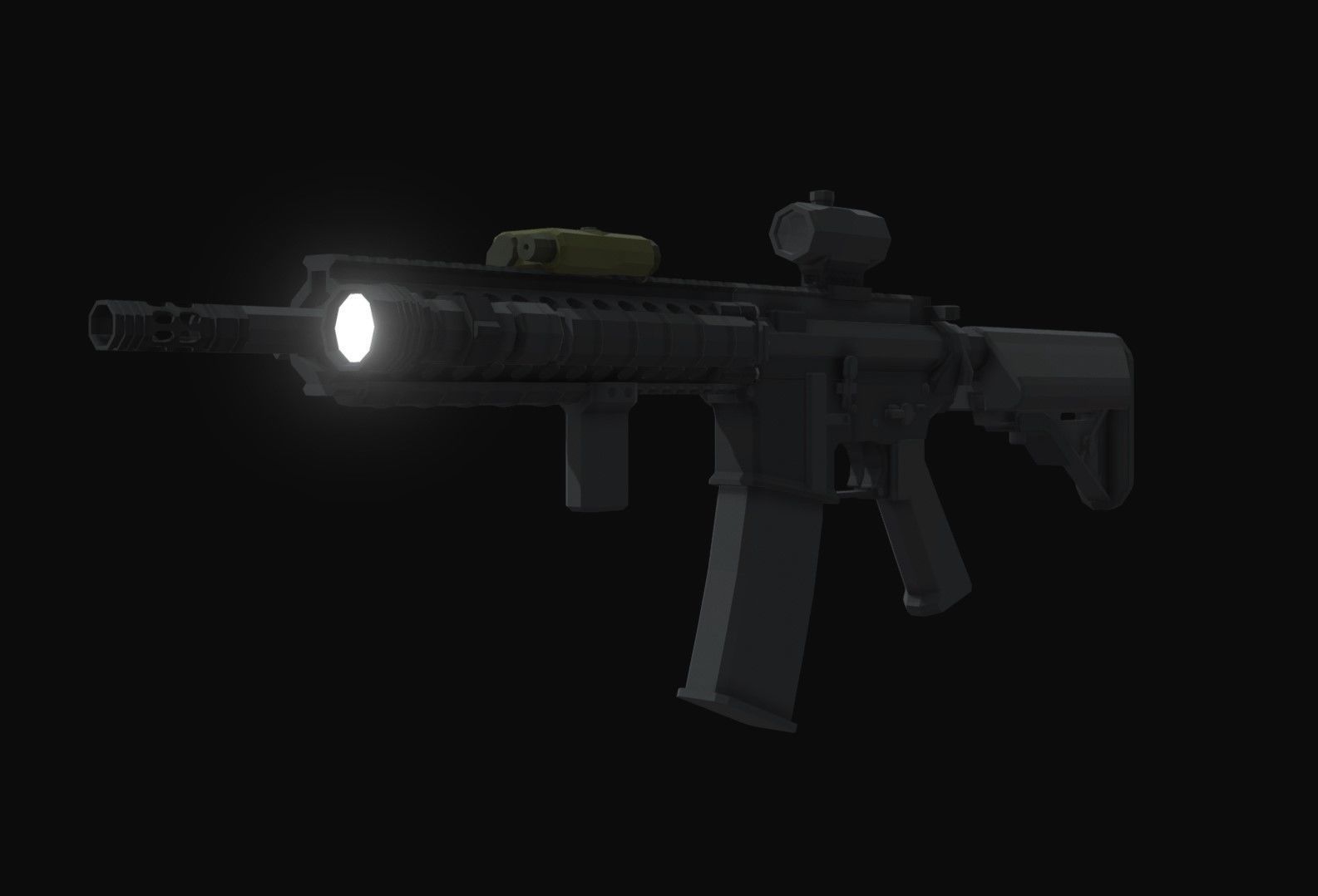 M4A1 Tactical Low Poly Low-poly 3D model_2