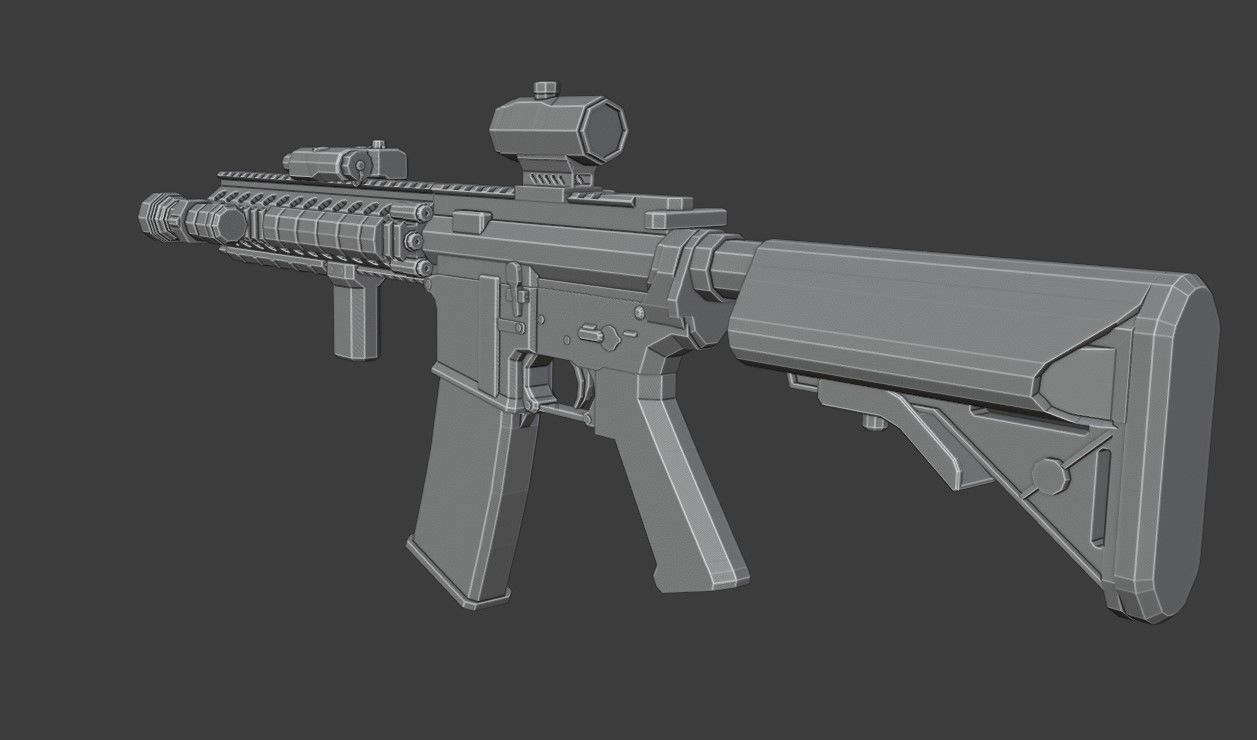 M4A1 Tactical Low Poly Low-poly 3D model_5