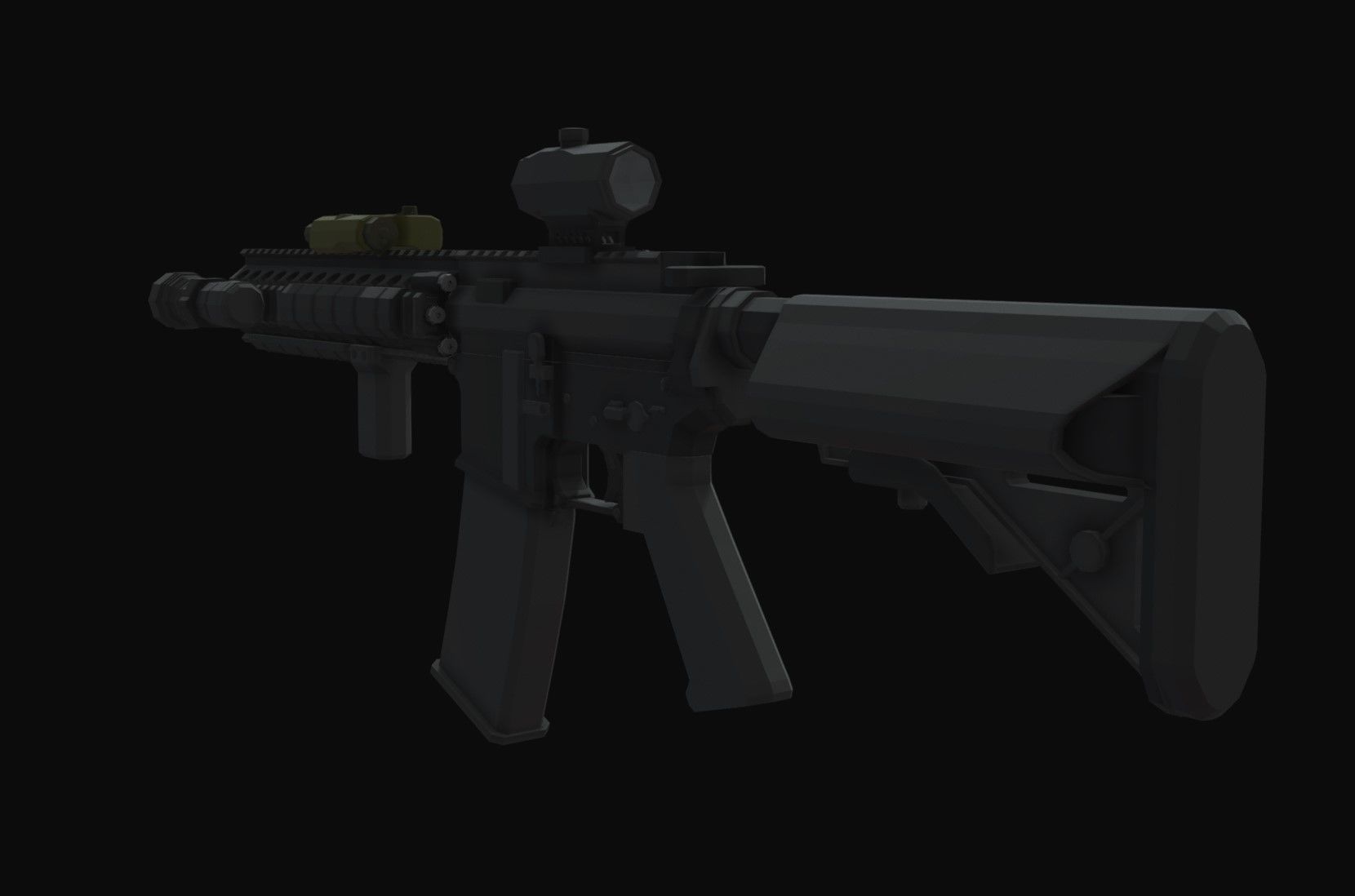 M4A1 Tactical Low Poly Low-poly 3D model_3