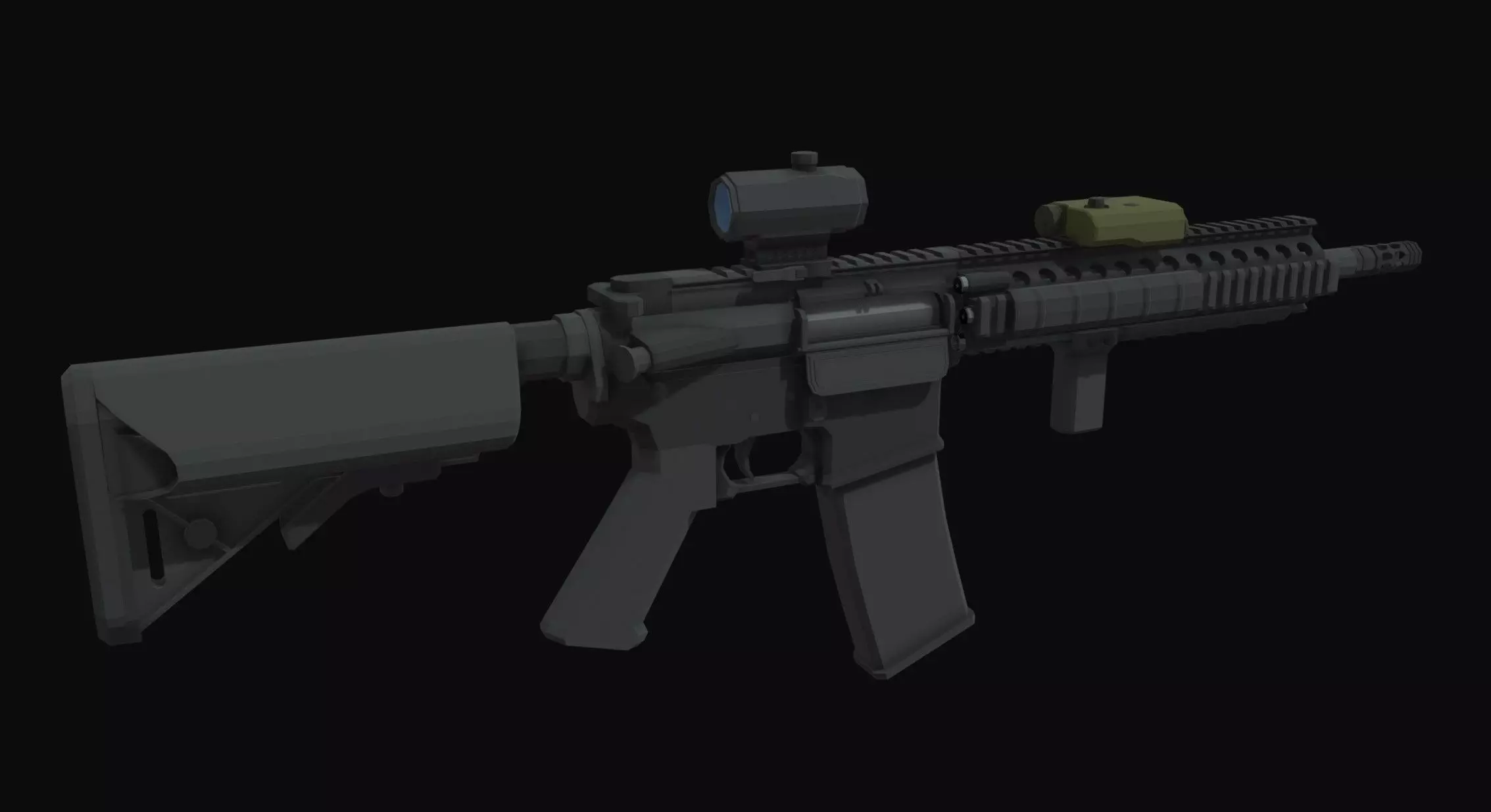 M4A1 Tactical Low Poly Low-poly 3D model_0