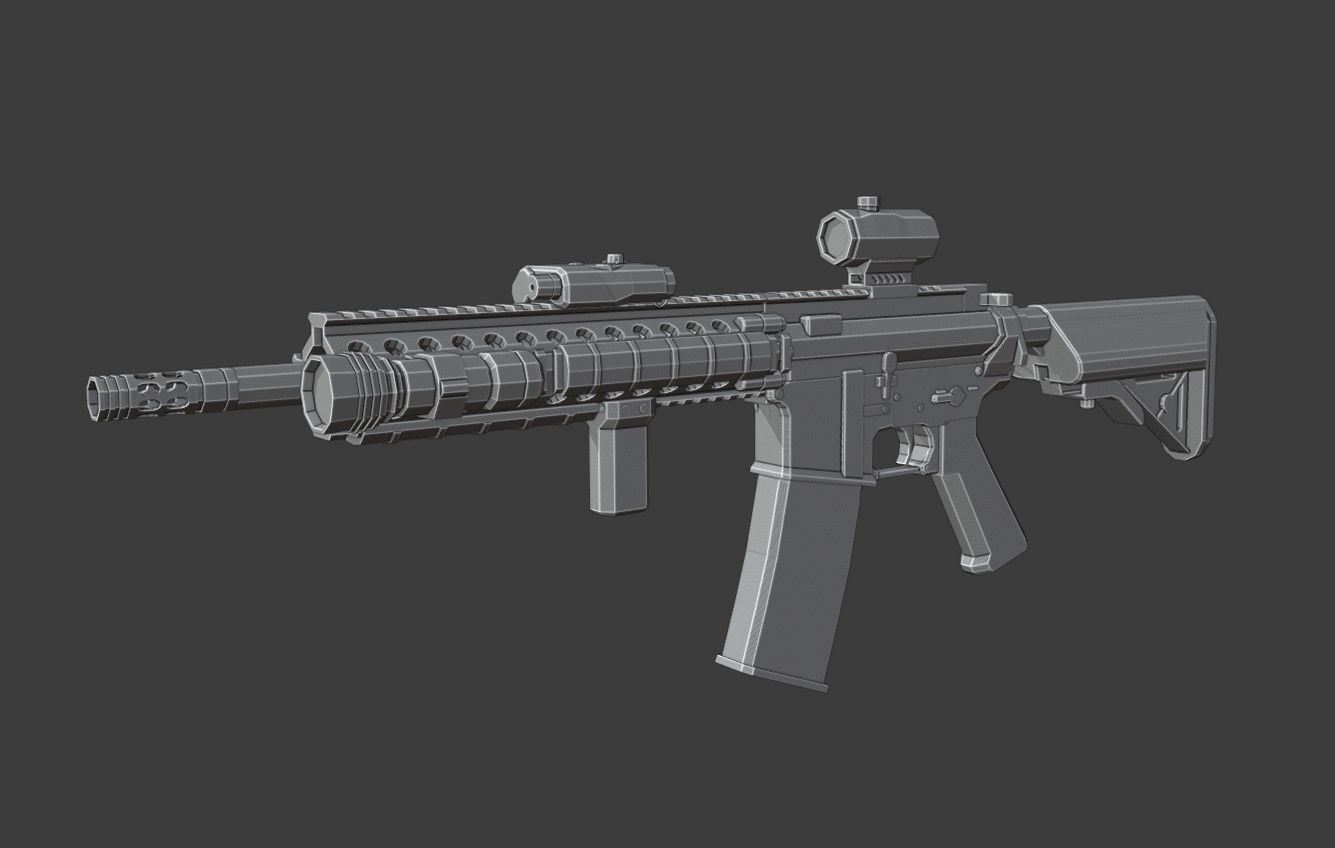 M4A1 Tactical Low Poly Low-poly 3D model_6