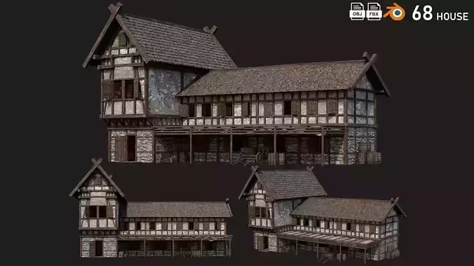 Old Medieval Building House 4K Textures GameReady 68