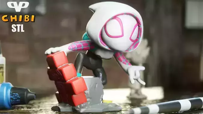 Spider Gwen Chibi STL for 3D Printing ChibiSTL 3DXM