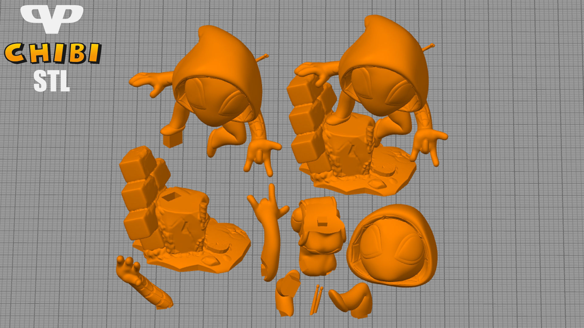 Spider Gwen Chibi STL for 3D Printing ChibiSTL 3DXM 3D print model_1