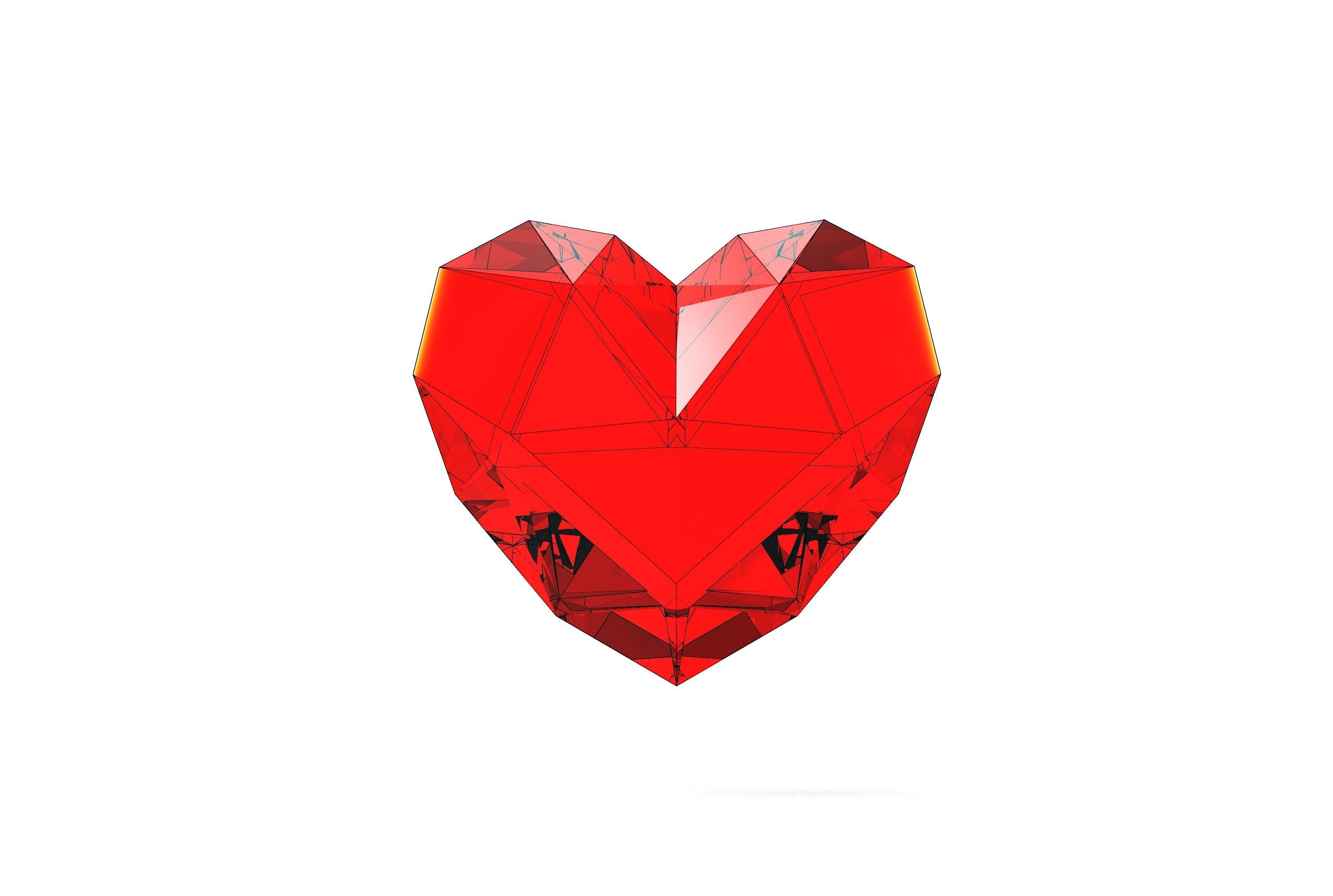 Poly heart 3D print model_3