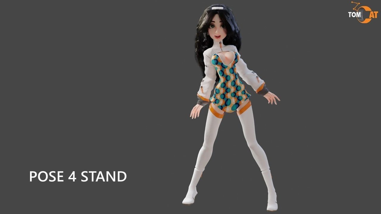 Groovy Space Girl - Rigged character for Blender and Unity Low-poly 3D model_29