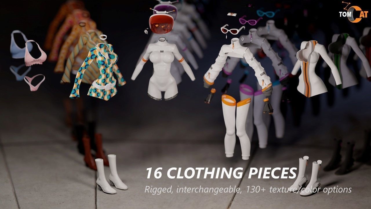 Groovy Space Girl - Rigged character for Blender and Unity Low-poly 3D model_10
