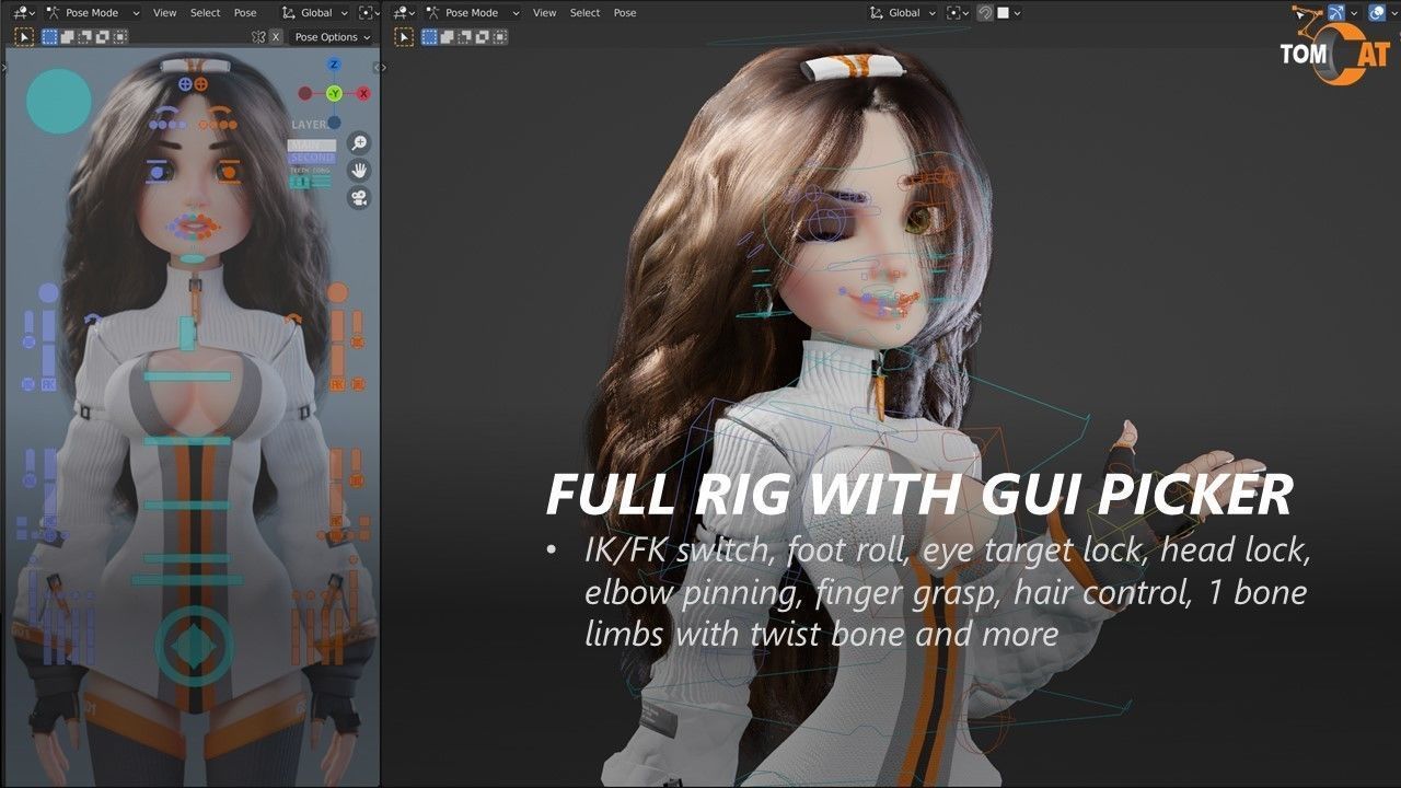 Groovy Space Girl - Rigged character for Blender and Unity Low-poly 3D model_6