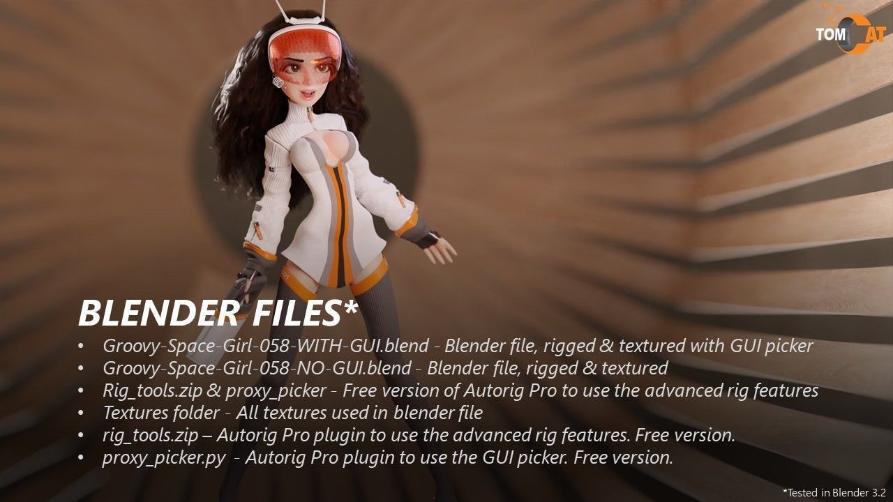 Groovy Space Girl - Rigged character for Blender and Unity Low-poly 3D model_23