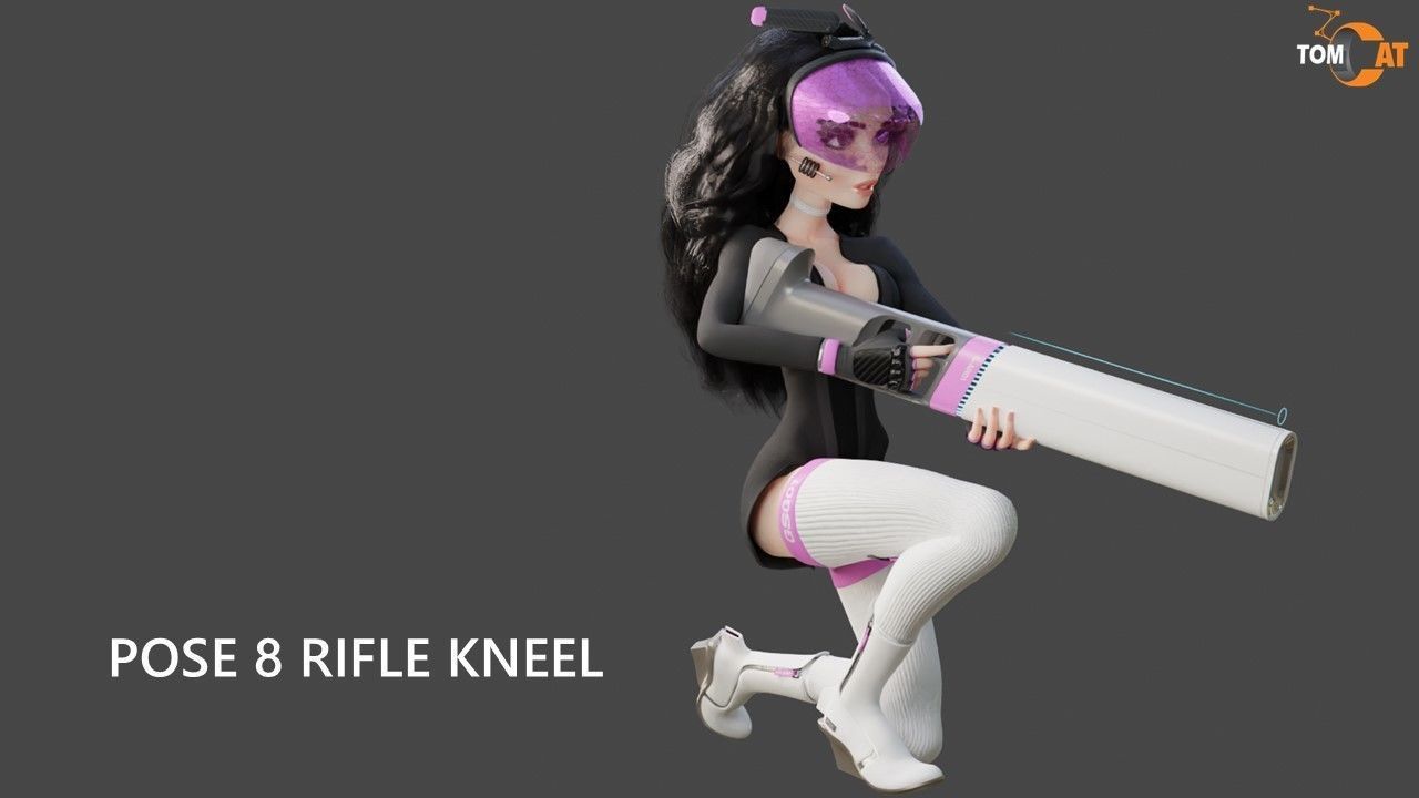 Groovy Space Girl - Rigged character for Blender and Unity Low-poly 3D model_33
