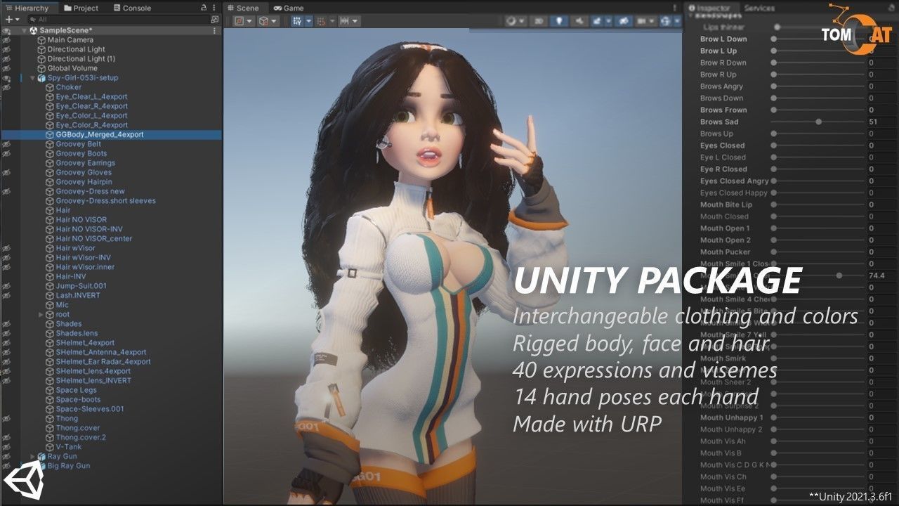 Groovy Space Girl - Rigged character for Blender and Unity Low-poly 3D model_21