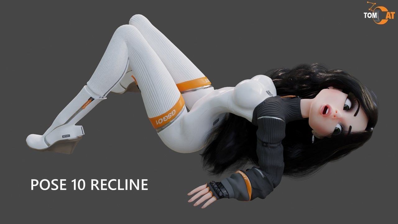 Groovy Space Girl - Rigged character for Blender and Unity Low-poly 3D model_35
