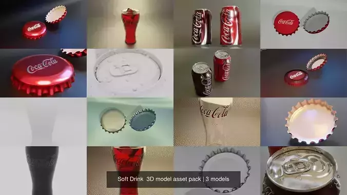 Soft Drink  3D model asset pack 3D Model Collection