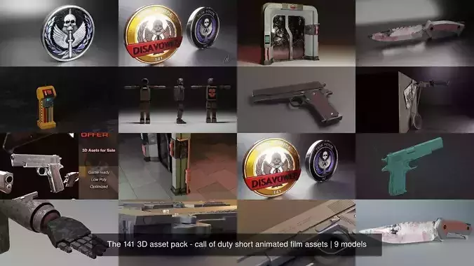 The 141 3D asset pack - call of duty short animated film assets 3D Model Collection