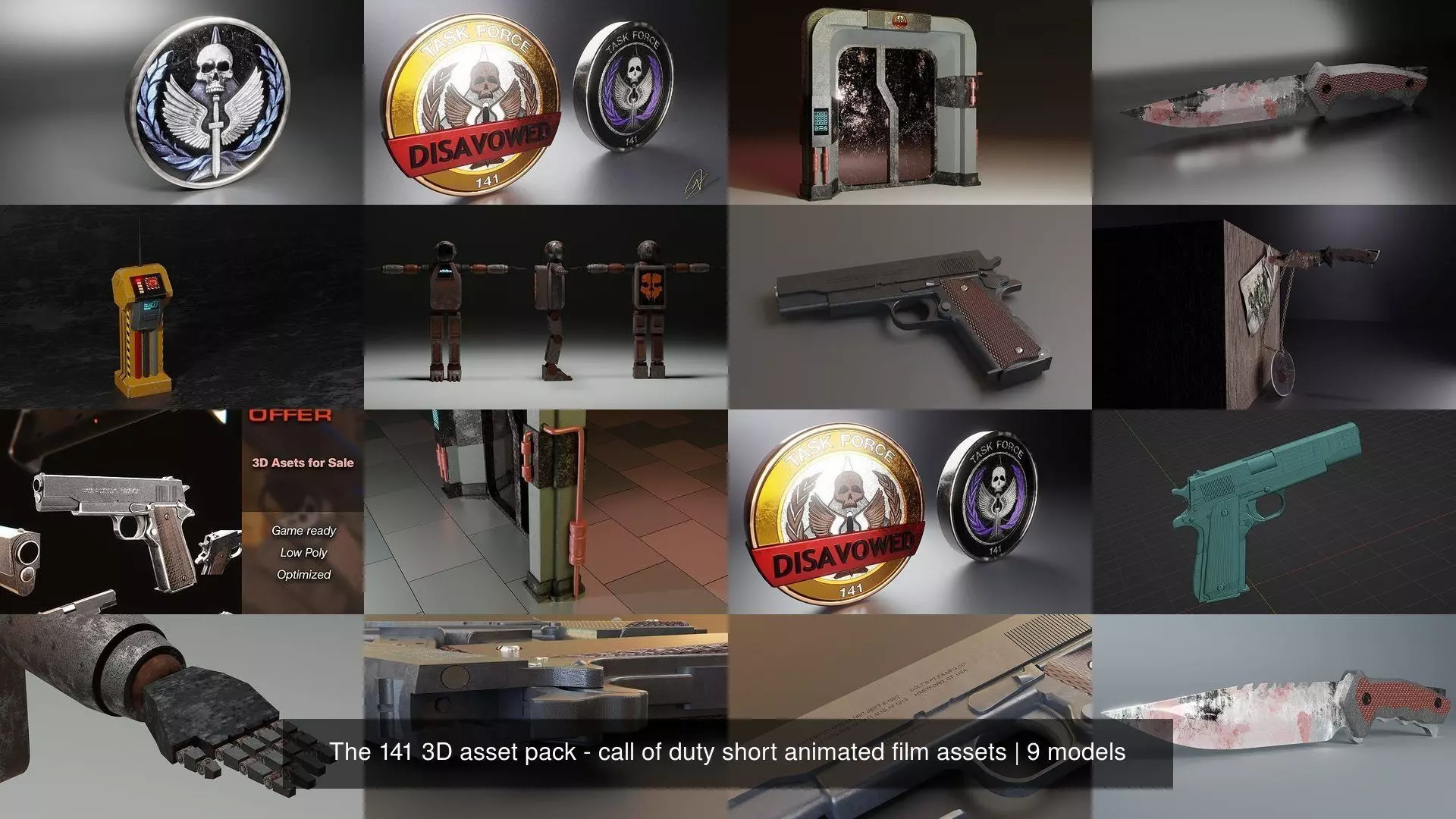 The 141 3D asset pack - call of duty short animated film assets 3D Model Collection_0