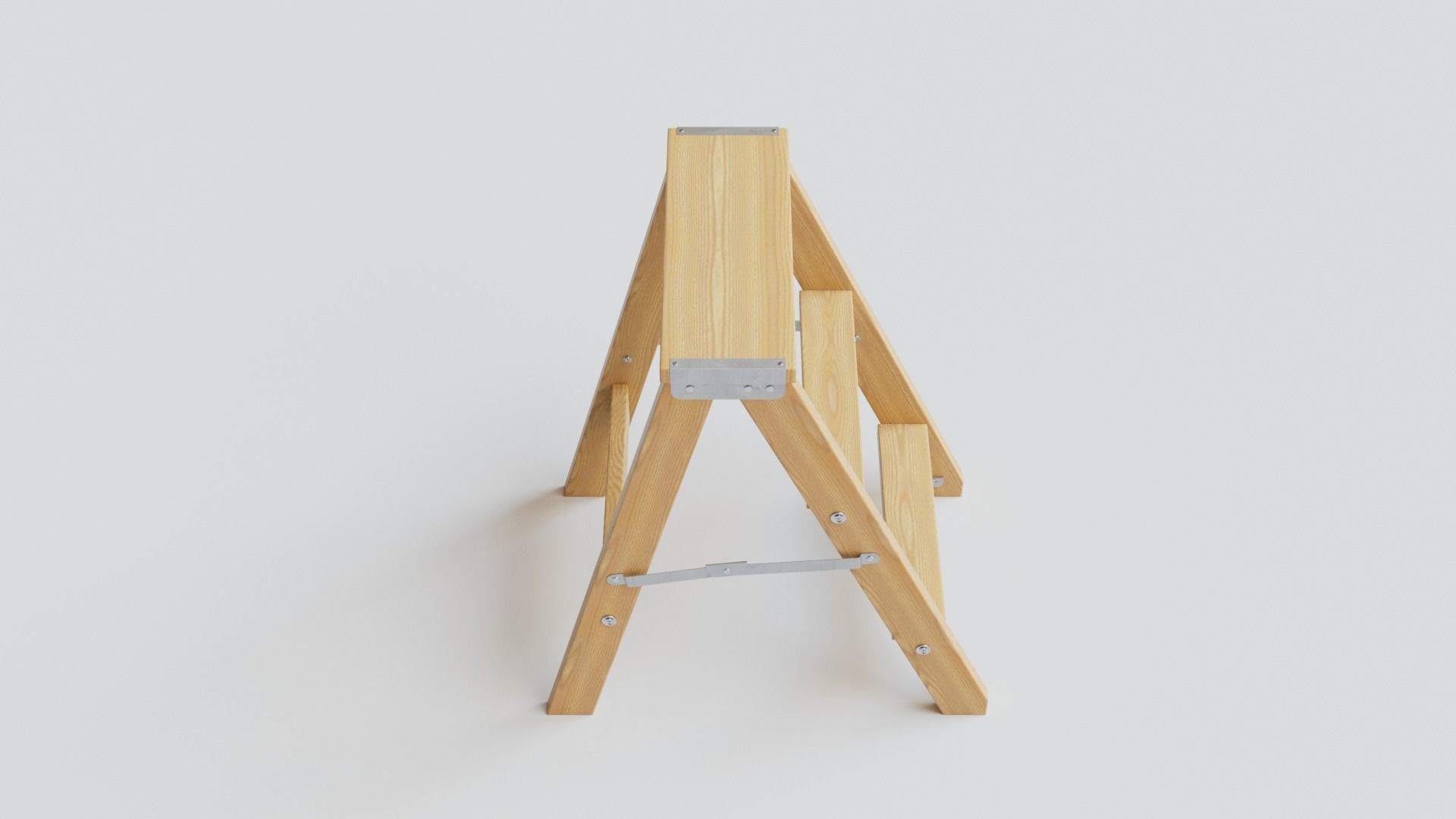 Wooden Step Ladder Low-poly 3D model_10