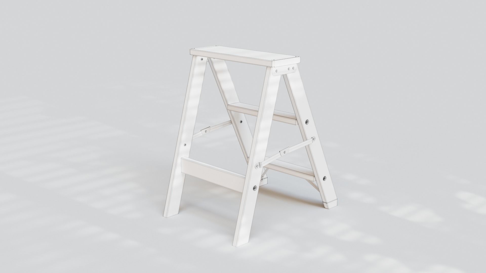 Wooden Step Ladder Low-poly 3D model_8