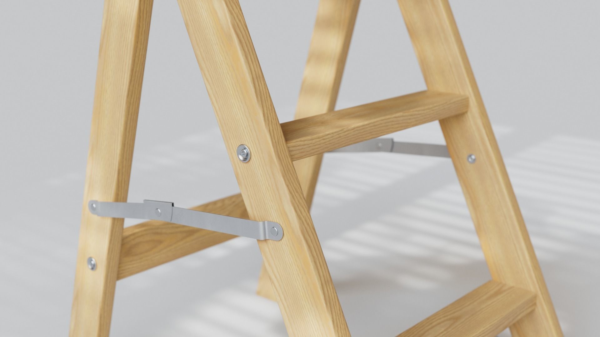 Wooden Step Ladder Low-poly 3D model_5