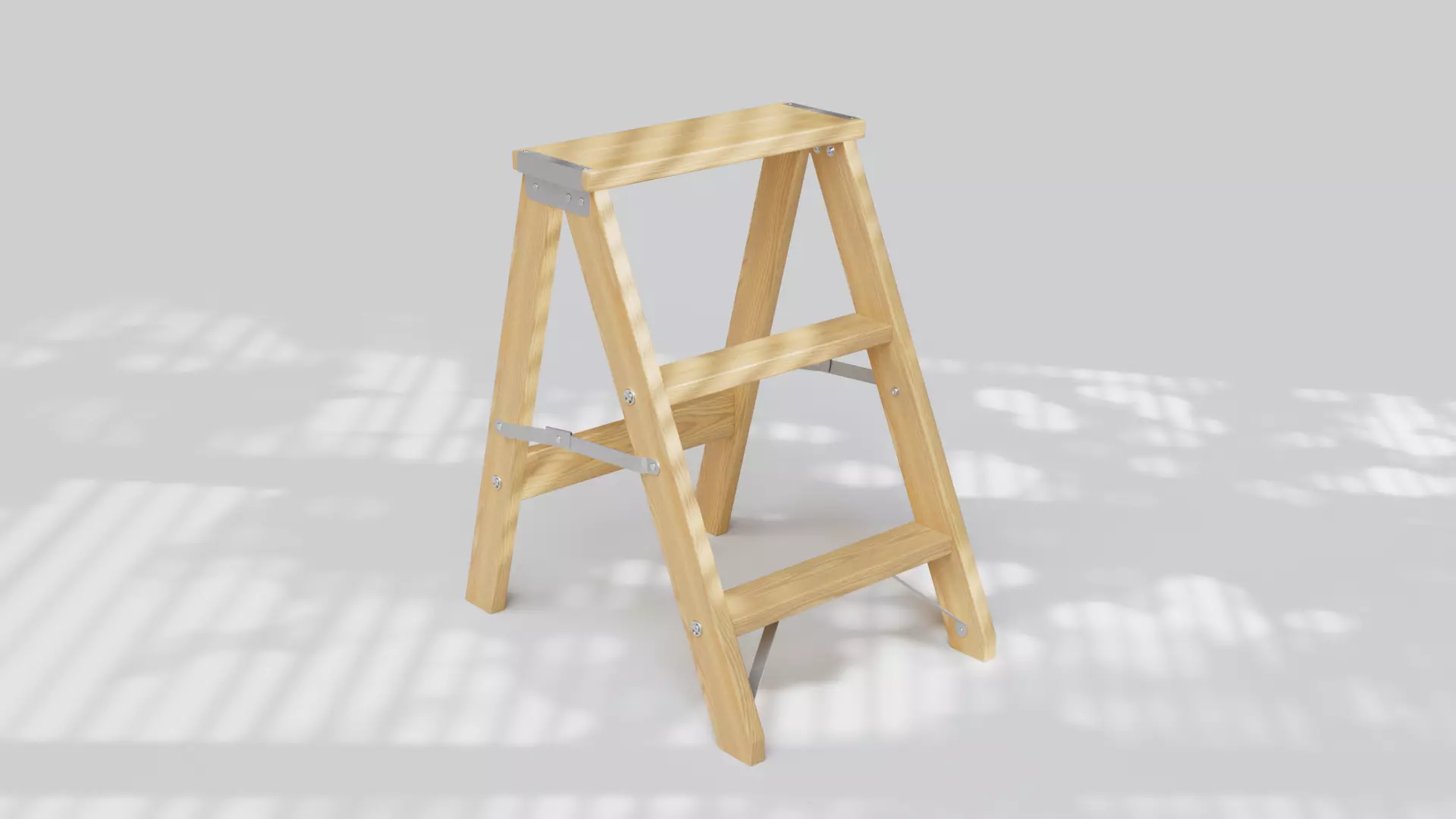 Wooden Step Ladder Low-poly 3D model_0