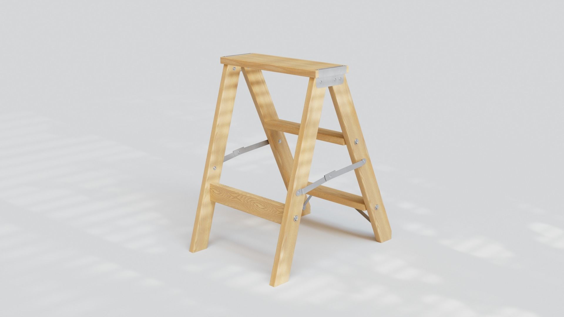 Wooden Step Ladder Low-poly 3D model_7