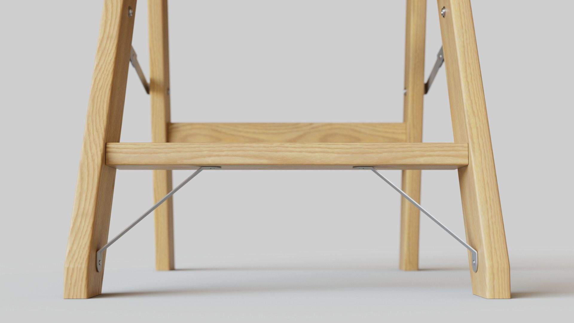 Wooden Step Ladder Low-poly 3D model_3